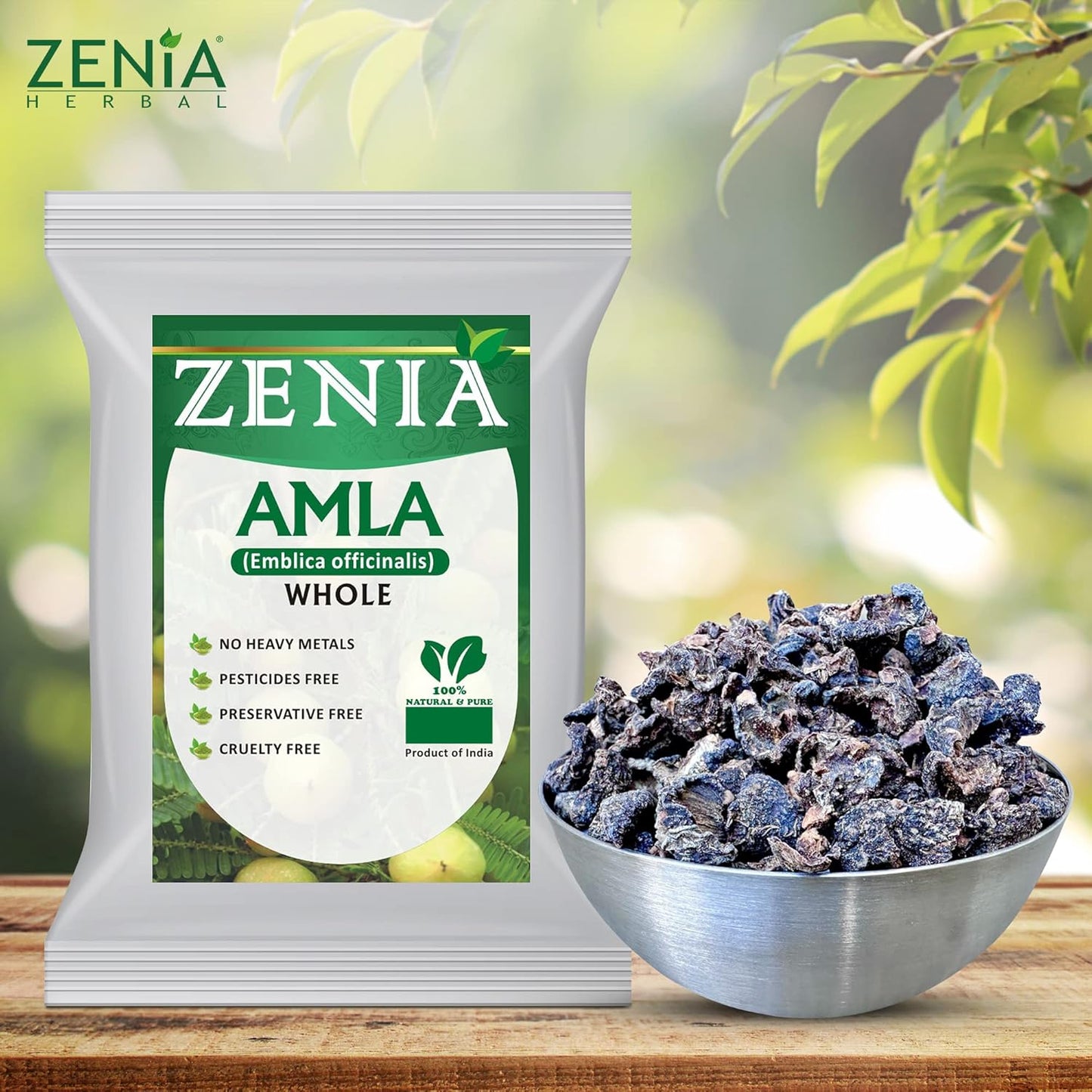100% Raw Zenia Whole Dried Amla Herb - 100g (3.5oz) - Edible Grade for Herbal Hair Treatment