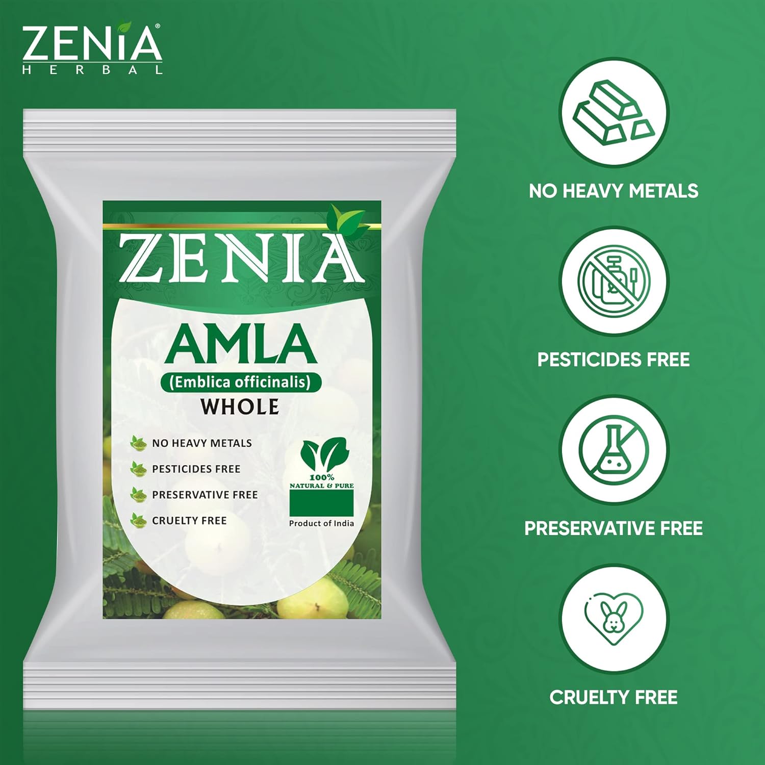 100% Raw Zenia Whole Dried Amla Herb - 100g (3.5oz) - Edible Grade for Herbal Hair Treatment