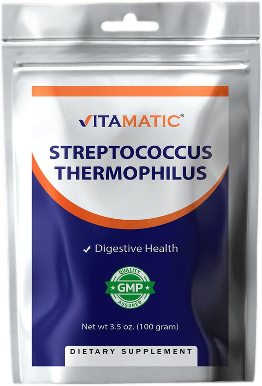 100 Servings of Vitamatic Streptococcus Thermophilus Probiotic Powder for Digestive Health - 100g (3.5oz)
