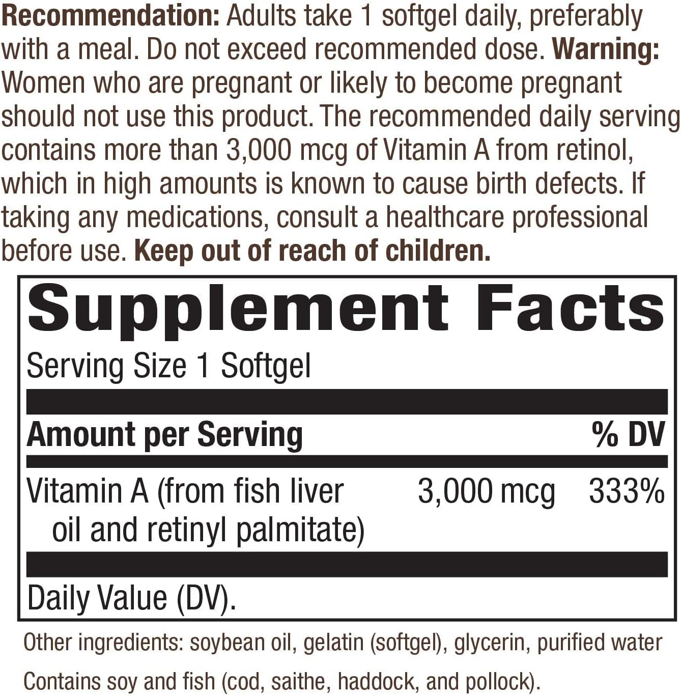 100 Softgels of Nature's Way Vitamin A with 10000 IU for Immune Support and Eye Health