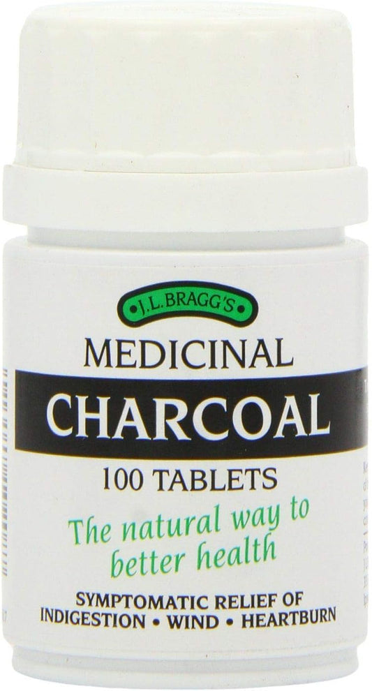 100 Tablets of Bragg Charcoal 300mg Supplement for Digestive Health and Detoxification