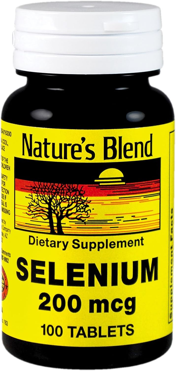 100 Tablets of Nature's Blend Selenium Supplement 200 mcg for Immune Support