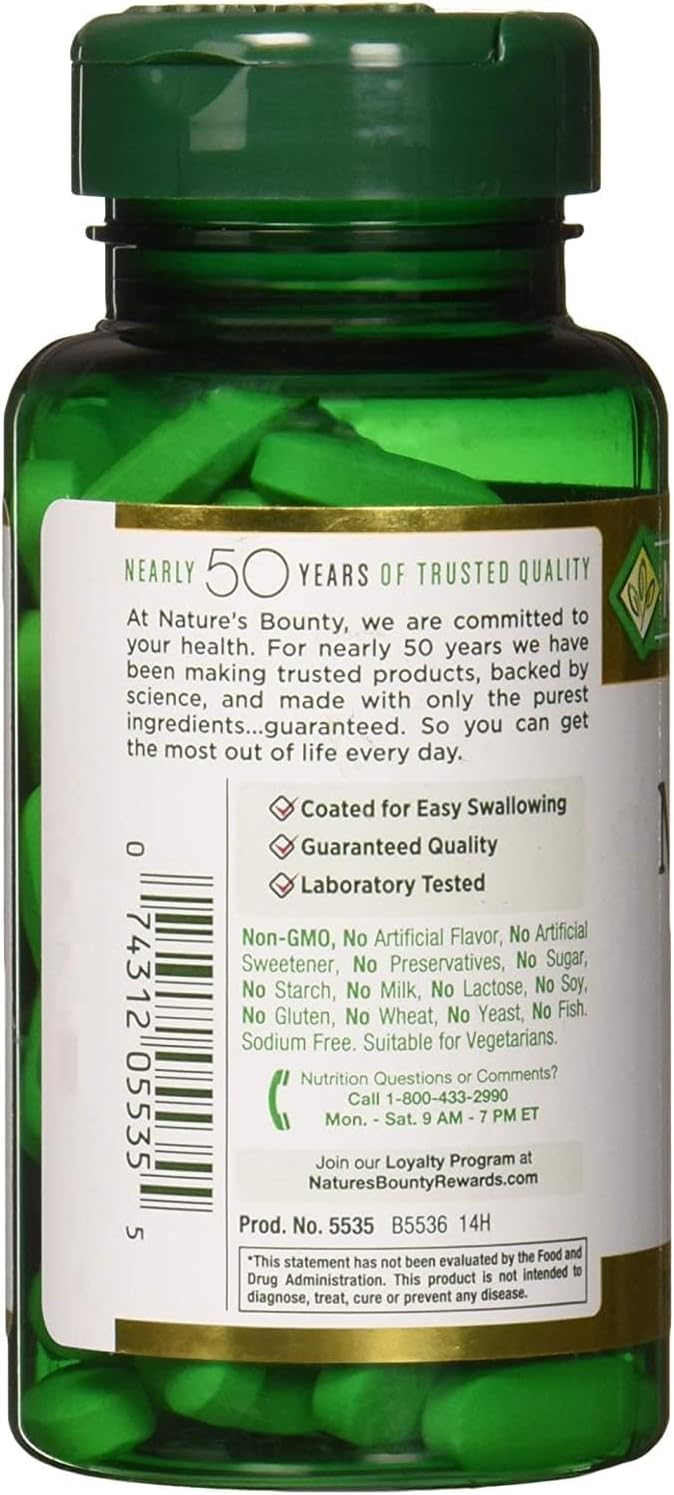 100 Tablets of Nature's Bounty Magnesium Oxide 500mg - Dietary Supplement for Muscle Health and Nerve Function