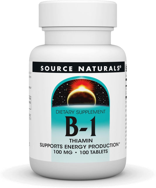 100 Tablets Source Naturals Vitamin B-1 Thiamin 100 mg for Energy Production and Support