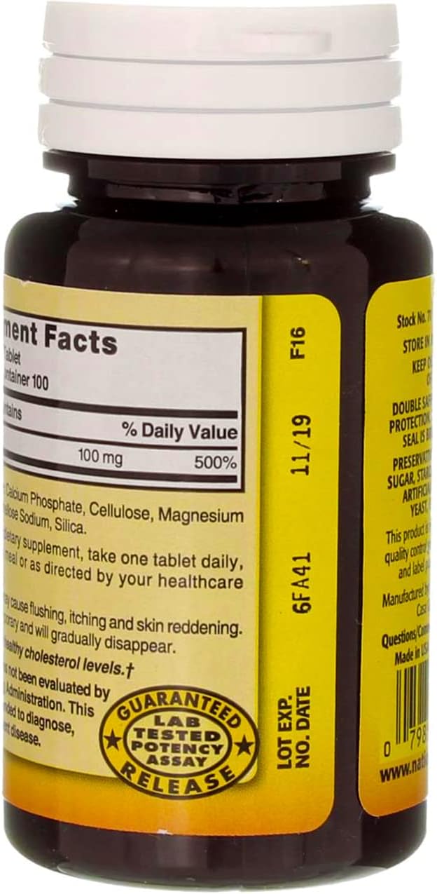 100 Tabs of Nature's Blend Niacin 100 mg - Essential Vitamin Supplement for Heart Health