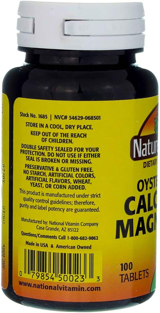 100 Tabs of Nature's Blend Oyster Shell Calcium & Magnesium Supplement