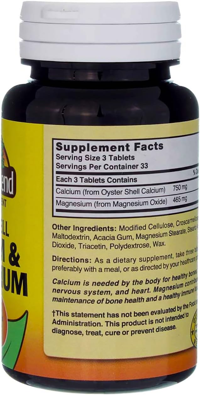 100 Tabs of Nature's Blend Oyster Shell Calcium & Magnesium Supplement