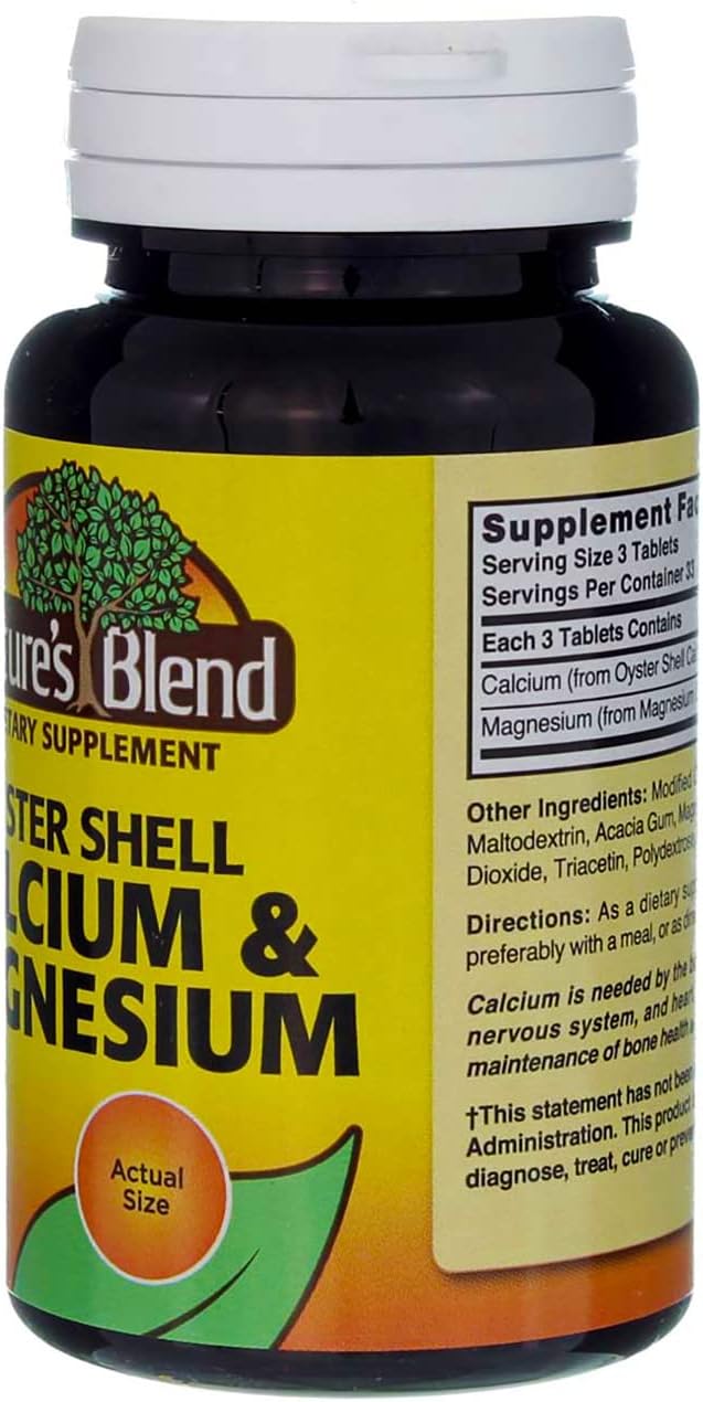 100 Tabs of Nature's Blend Oyster Shell Calcium & Magnesium Supplement