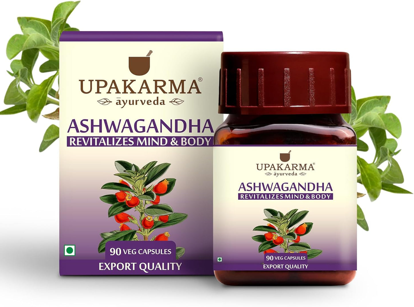 100% Vegan Ashwagandha Extract Capsules - Mood Enhancer & Immune Support - 1000 MG Daily Dosage - 45 Days Supply
