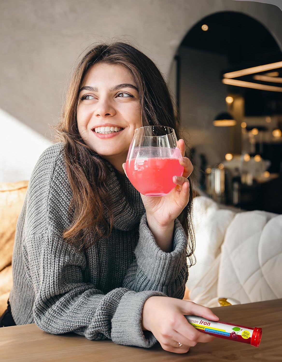 100 Vegan Effervescent Iron Tablets - 14 mg - Cherry Flavor - Made in Germany by T&D