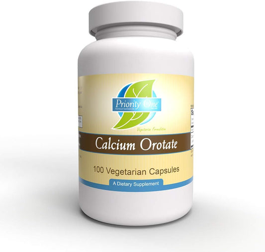 100 Vegetarian Capsules of Priority One Vitamins Calcium Orotate for Strong Bones - Calcium Supplement