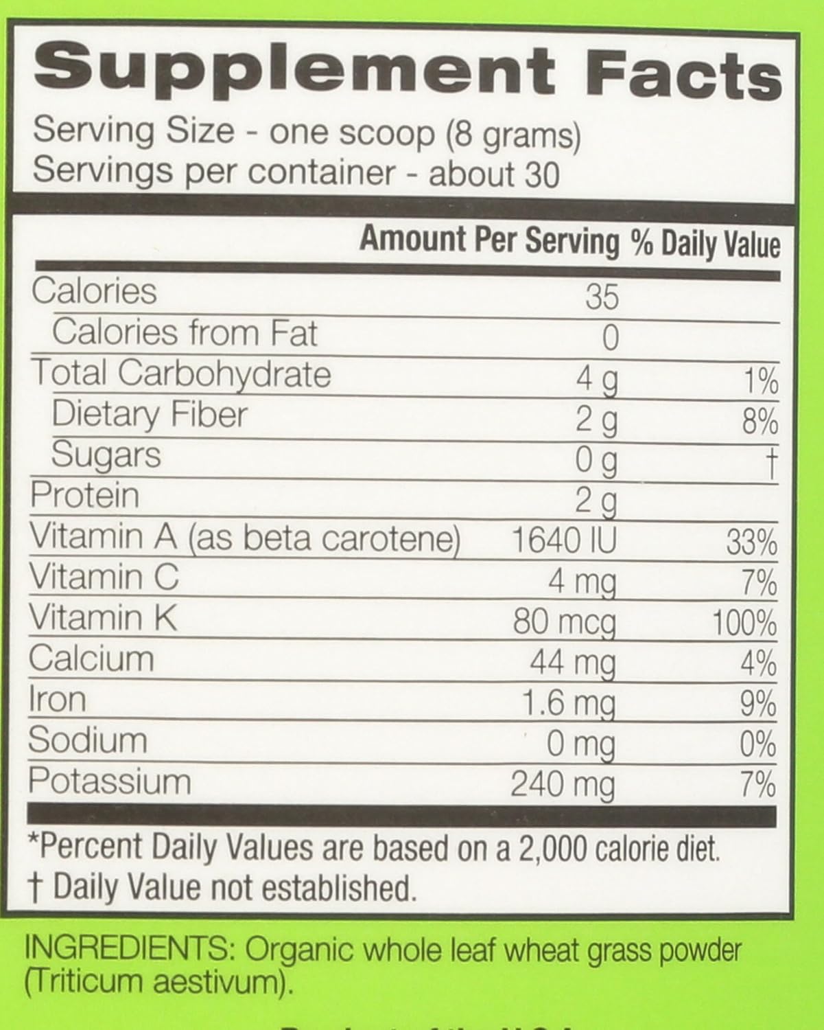 100% Whole-Leaf Wheat Grass Powder for Energy, Detox & Immunity Support - Chlorophyll-Rich Greens for 30 Servings