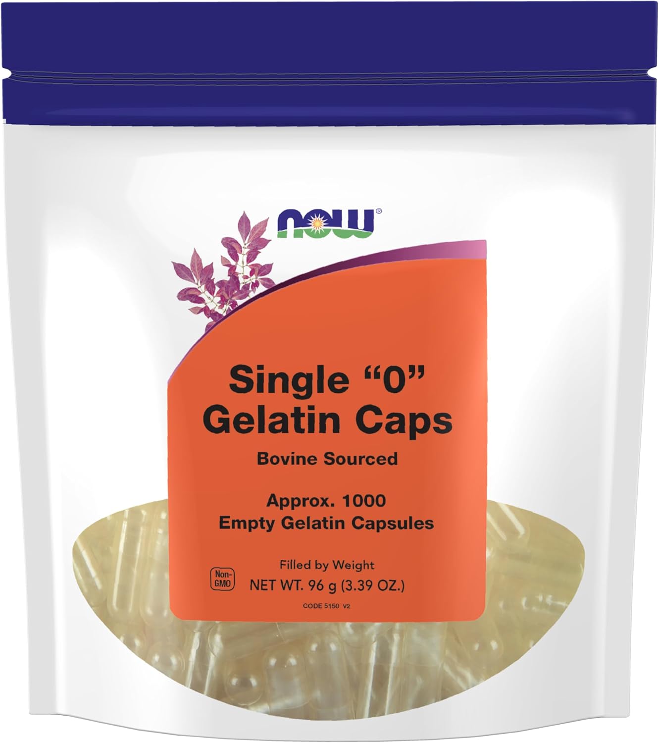 1000 Bovine Sourced Single "0" Gelatin Capsules by NOW Foods - Filled by Weight
