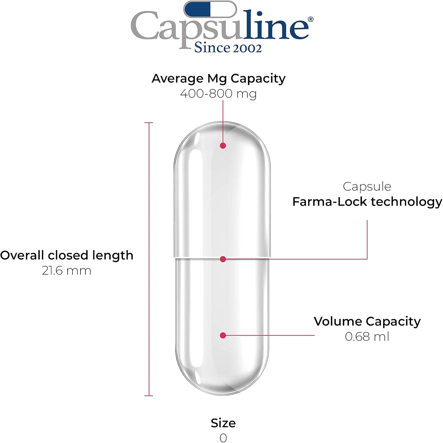 1000 Count Capsuline Size 0 White Empty Vegan Capsules - DIY Vegetable Capsule Filling - Kosher, Halal, Non-GMO
