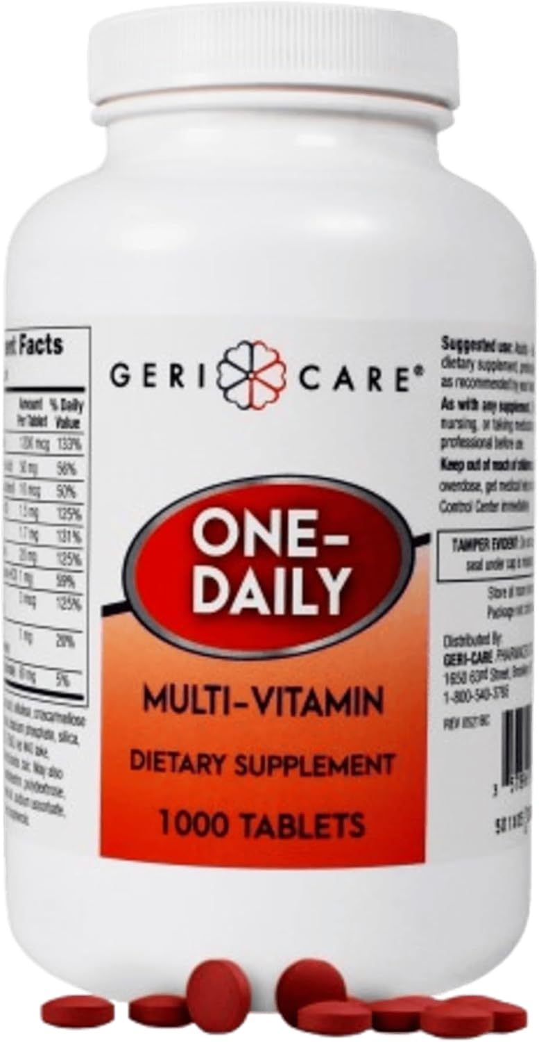1000 Count GeriCare One-Daily Multi-Vitamin Tablets Dietary Supplement Pack of 1