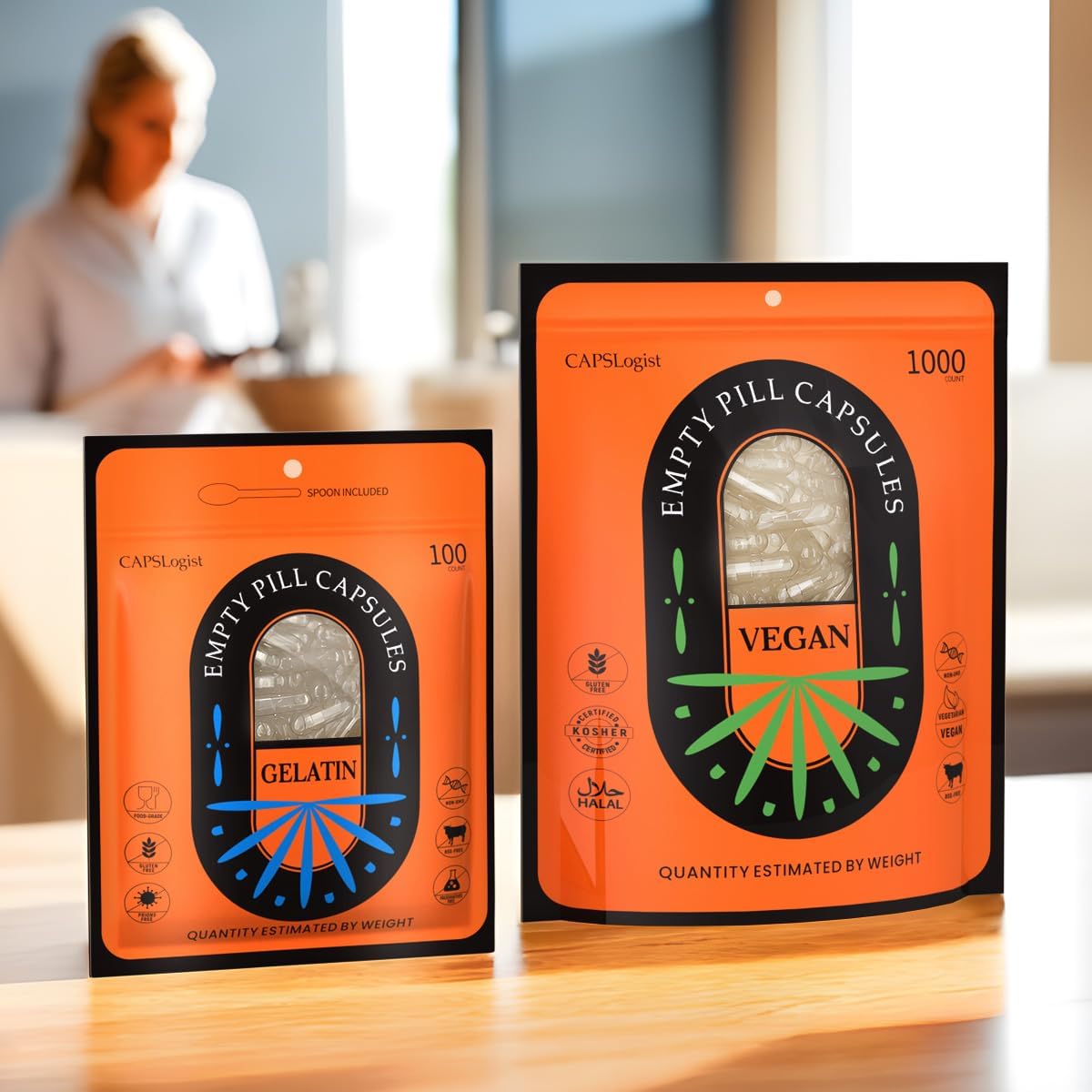 1000 Count of Size 0 Empty Gelatin Capsules in Blue and White for DIY Capsule Filling