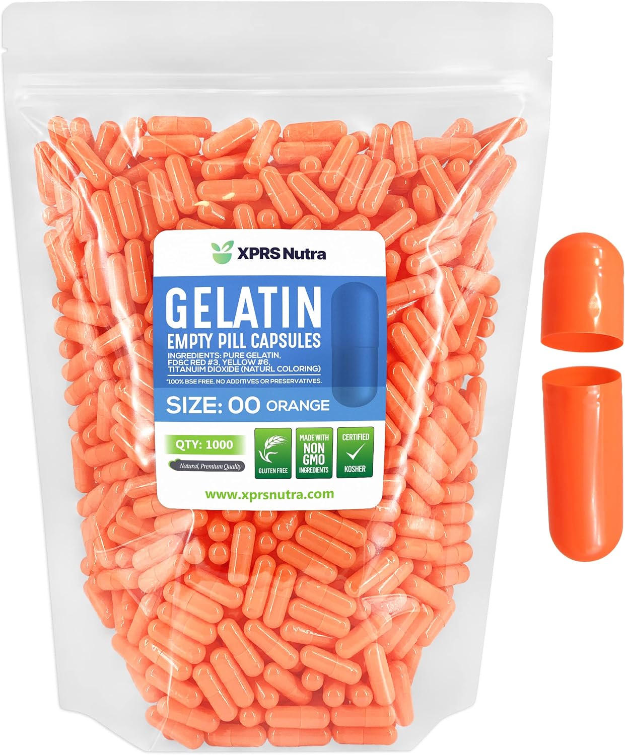 1000 Count Size 00 Empty Gelatin Capsules for DIY Capsule Filling - Fillable Pill Capsules for Nutritional Supplements