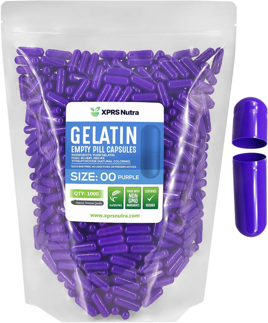 1000 Count Size 00 Empty Purple Gelatin Capsules for DIY Capsule Filling