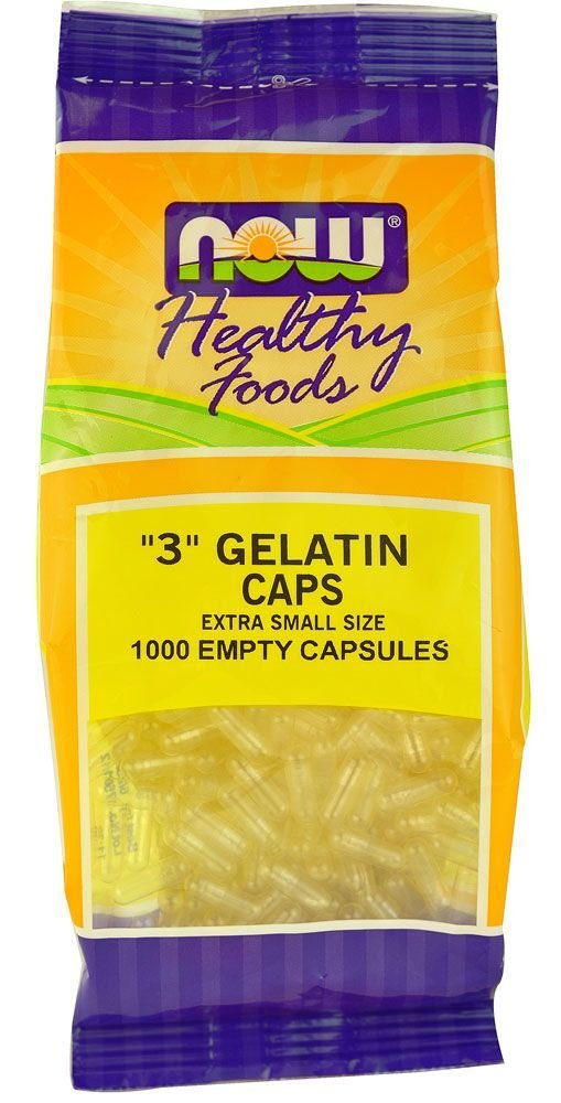 1000 Extra Small Gelatin Empty Capsules by NOW Foods - Size '3' Gelcaps