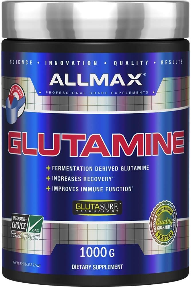 1000 Grams ALLMAX Nutrition L-Glutamine Powder for Muscle Recovery - Gluten-Free & Vegan Formula