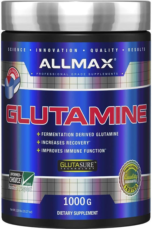1000 Grams ALLMAX Nutrition L-Glutamine Powder for Muscle Recovery - Gluten-Free & Vegan Formula