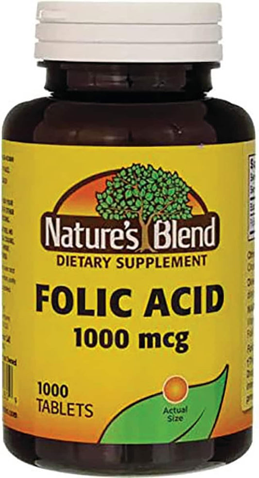 1000 mcg Folic Acid Tablets - Nature's Blend, 1000 Tabs