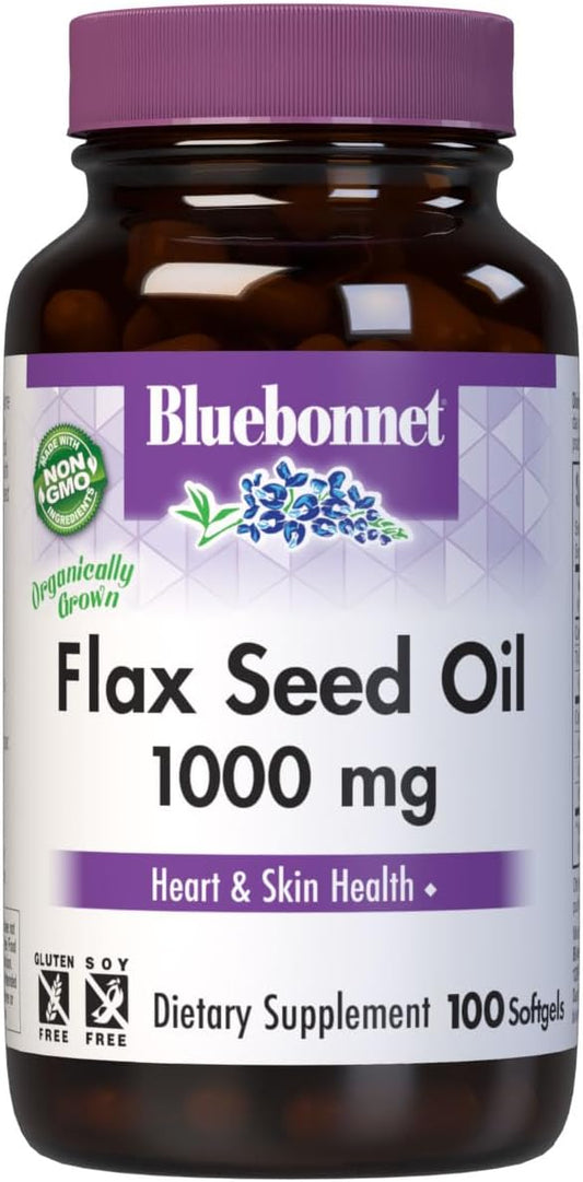 1000 mg Bluebonnet Nutrition Flax Seed Oil Supplement for Heart Health and Immune Support