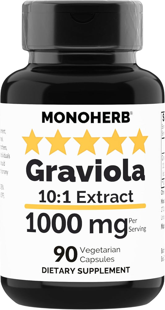 1000 mg Graviola Extract Capsules - 90 Count by MONOHERB