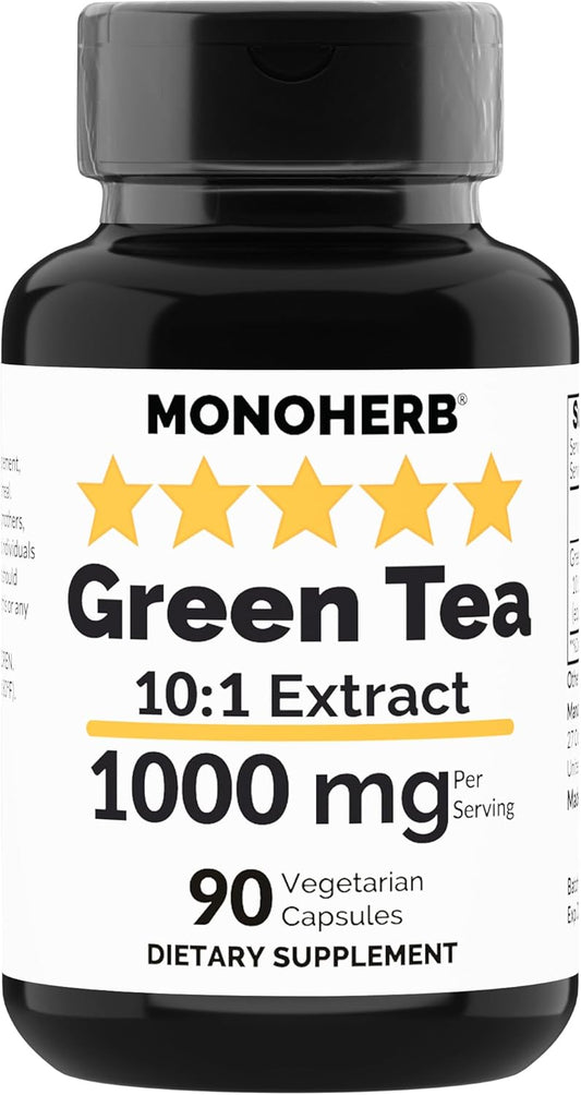 1000 mg Green Tea Extract Capsules - 90 Count - Vegetarian Formula by MONOHERB
