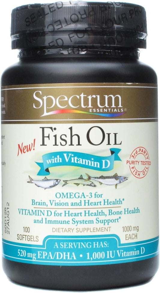 1000 mg Spectrum Essentials Fish Oil Softgels - Pack of 100