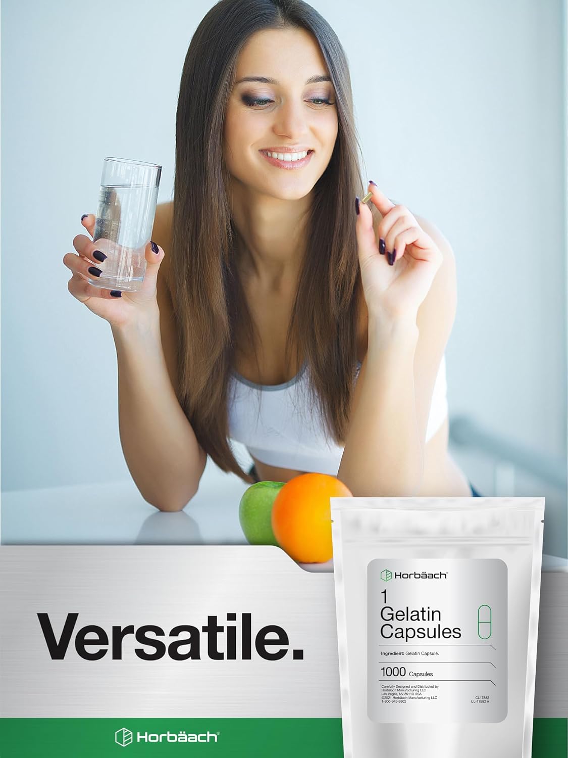 1000 Non-GMO Gluten Free Size 1 Gelatin Capsules by Horbäach