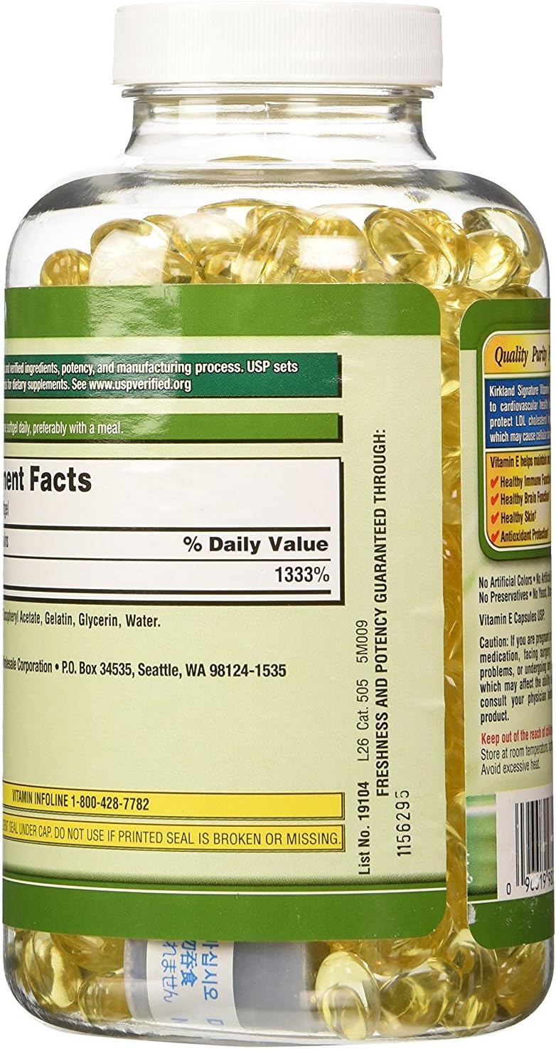 1000 Softgels Kirkland Signature Vitamin E 400 IU - 2 Pack