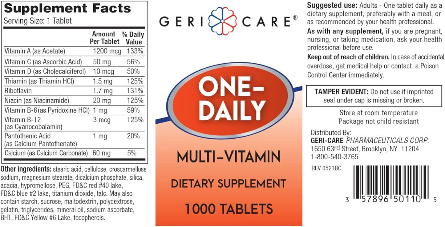 1000 Tablets of GeriCare Multivitamin Supplement