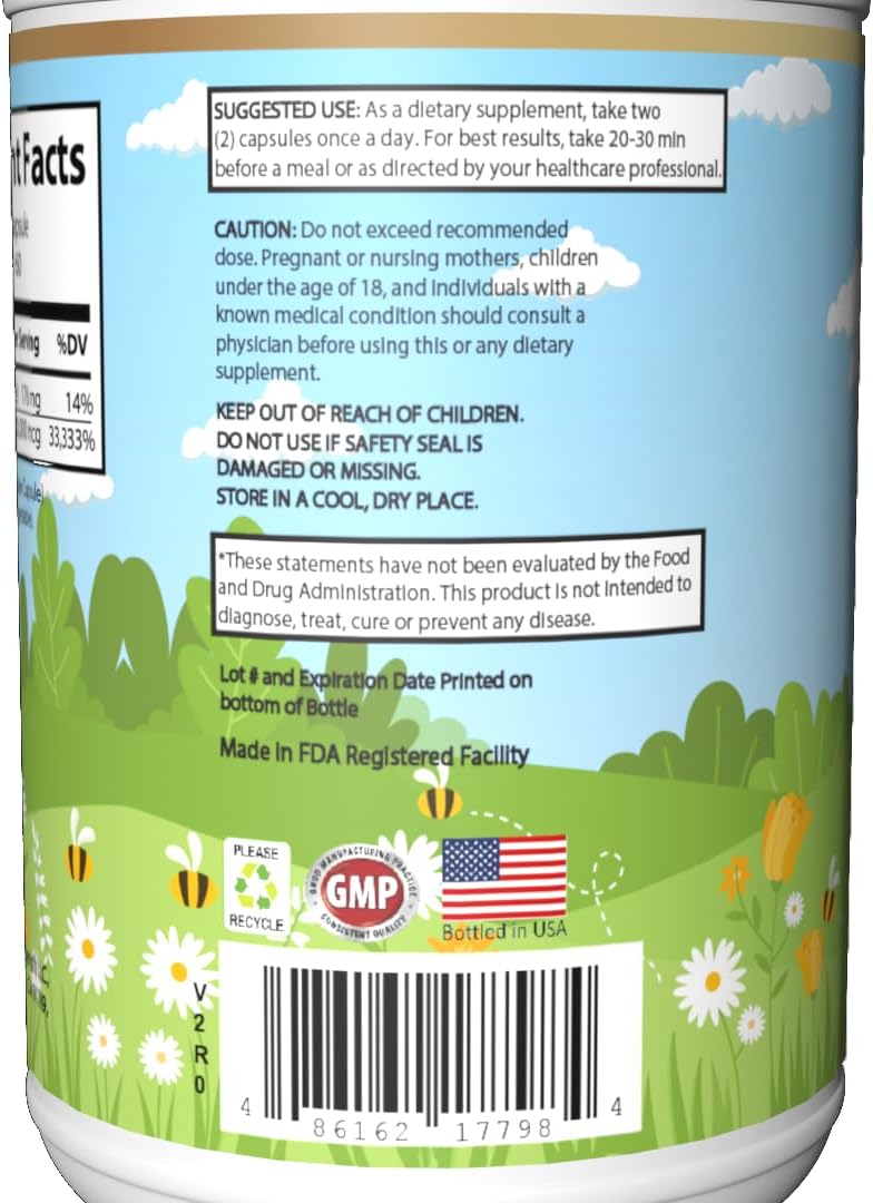 10,000 mcg Organic Biotin Capsules for Hair, Skin & Nails - 60 Veggie Capsules - Made in FDA Registered Facility