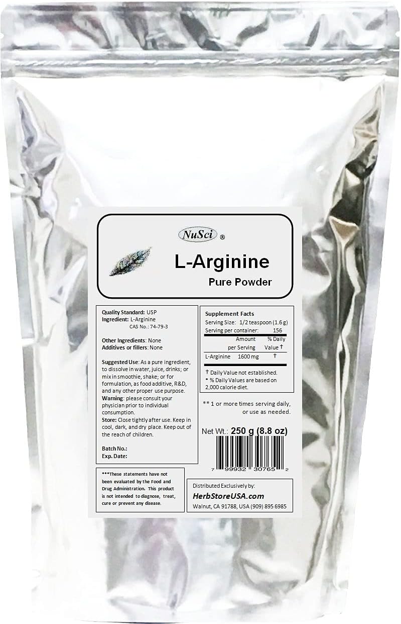 1000g NuSci L-Arginine Powder - Pure Base Form for Energy & Muscle Support (2.2 lb)