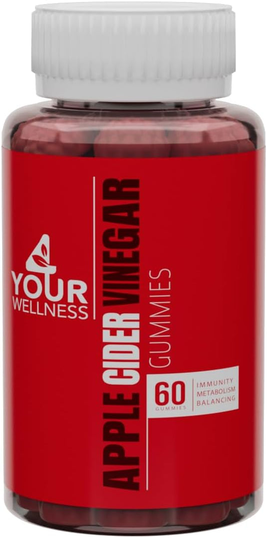 1000mg All-Natural Apple Cider Vinegar Gummies - Vegan, Non-GMO, Gluten-Free - 60 Count