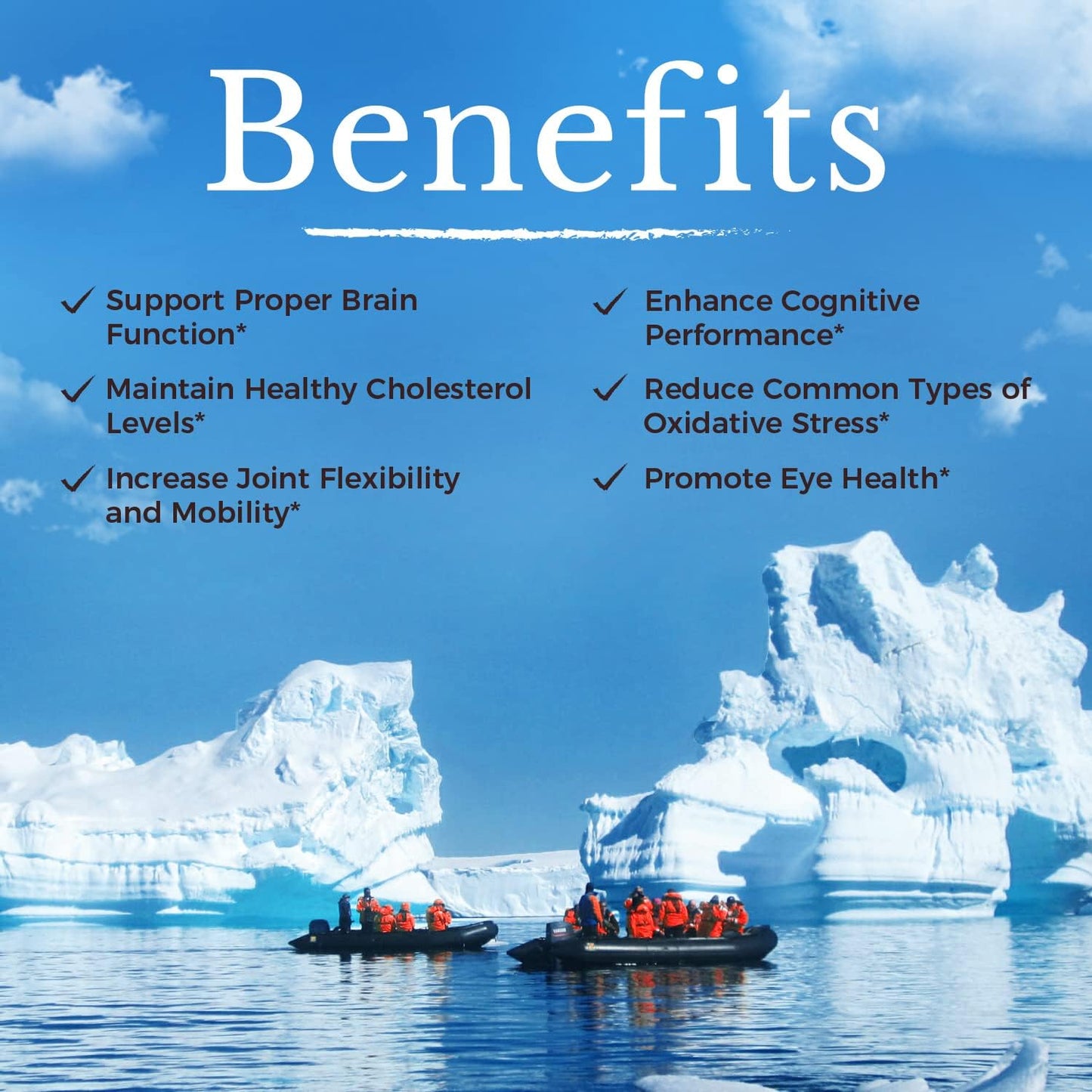 1000mg Antarctic Krill Oil Softgels with Omega-3 EPA, DHA, Astaxanthin - Brain, Heart, Eye Health Support - No Fishy Odor