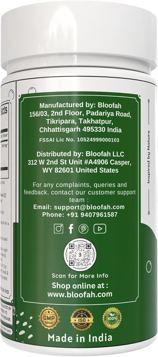 1000mg Bloofah Neem Leaf Capsules Powder | Pure Azadirachta Indica Herbal Supplement | Non-GMO, Gluten-Free (60 Count)