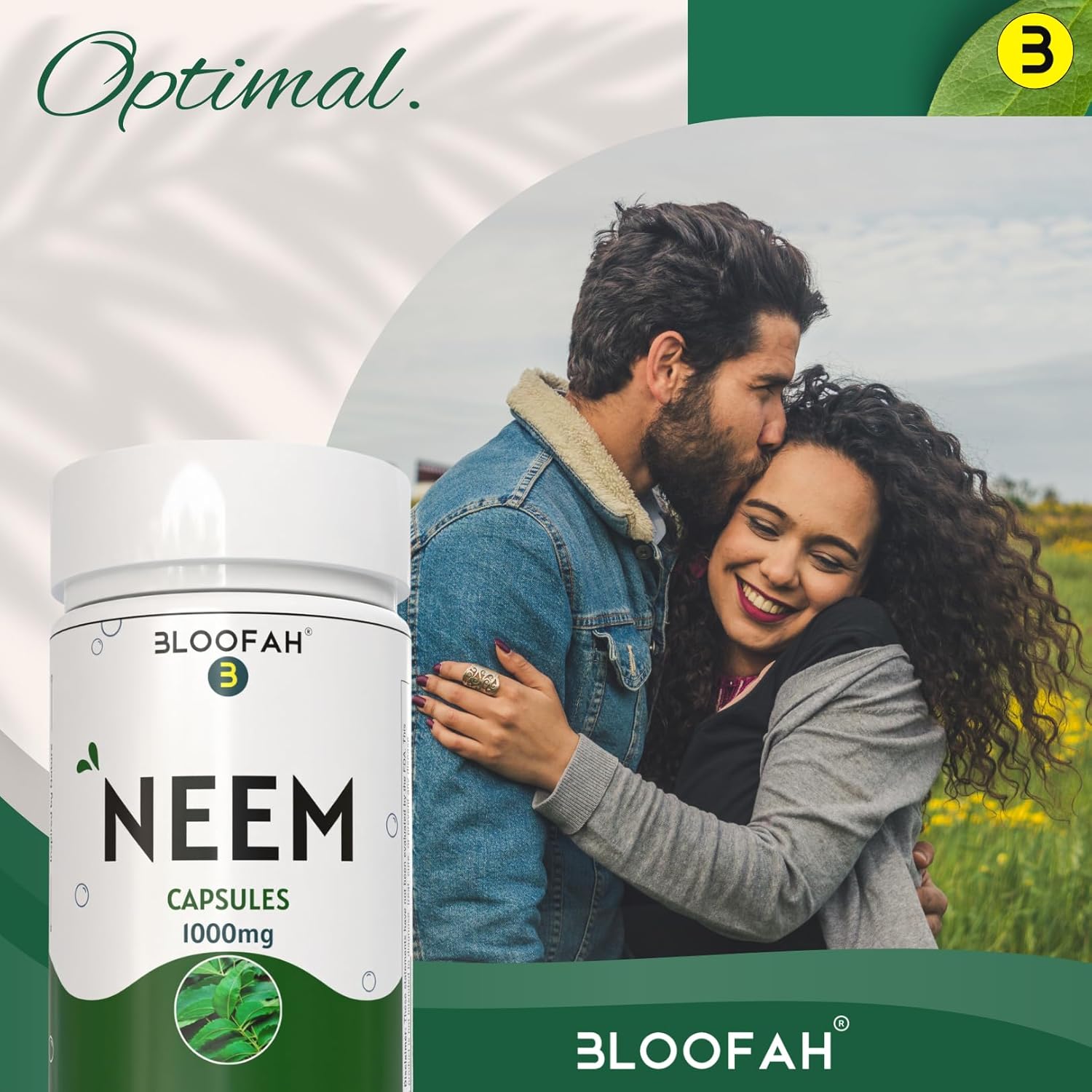 1000mg Bloofah Neem Leaf Capsules Powder | Pure Azadirachta Indica Herbal Supplement | Non-GMO, Gluten-Free (60 Count)