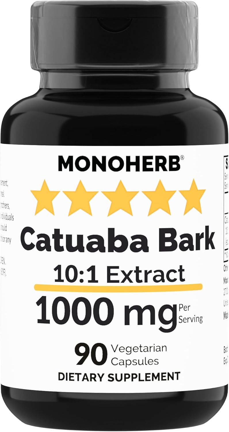 1000mg Catuaba Bark Extract - 90 Vegetarian Capsules by MONOHERB