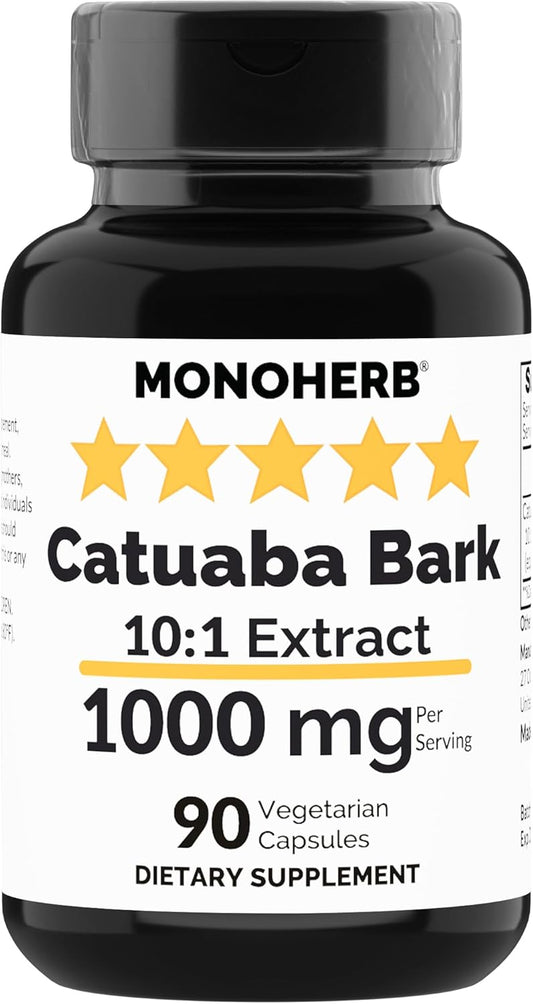 1000mg Catuaba Bark Extract - 90 Vegetarian Capsules by MONOHERB