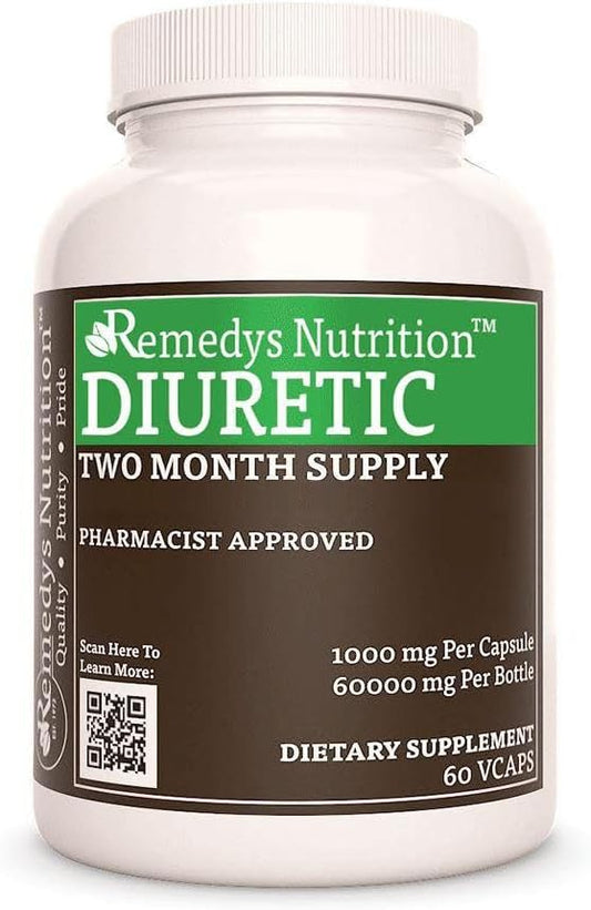 1000mg Diuretic Herbal Dietary Supplement Capsules | 60 Vegan Capsules | Non-GMO, Gluten Free, Dairy Free | Remedy's Nutrition