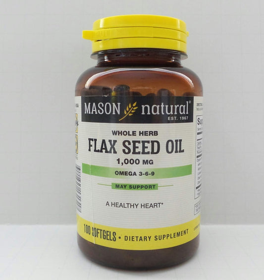 1000mg Flax Seed Oil Softgels by Mason Natural - 100 Count Bottle