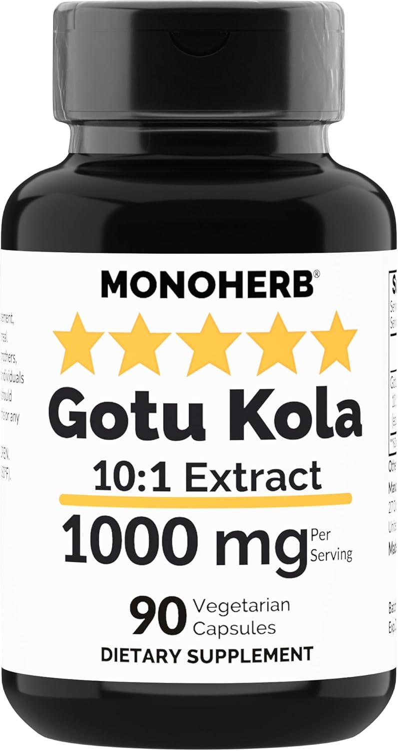 1000mg Gotu Kola Extract in 90 Vegetarian Capsules by MONOHERB