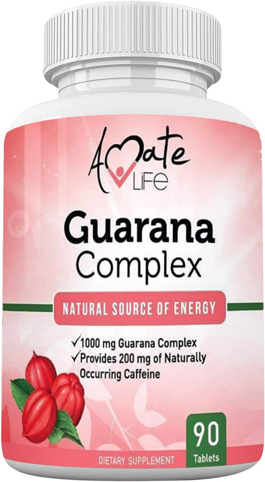 1000mg Guarana Complex Energizer Supplement for Energy & Mind Functions - 90 Tablets