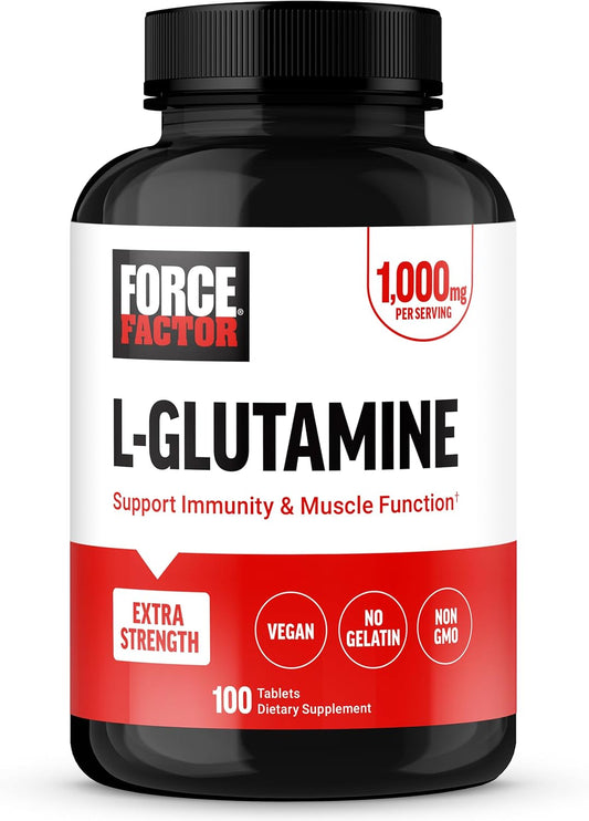 1000mg L-Glutamine Tablets for Muscle Recovery, Healthy Function & Immunity - Vegan, Non-GMO (100 Tablets)