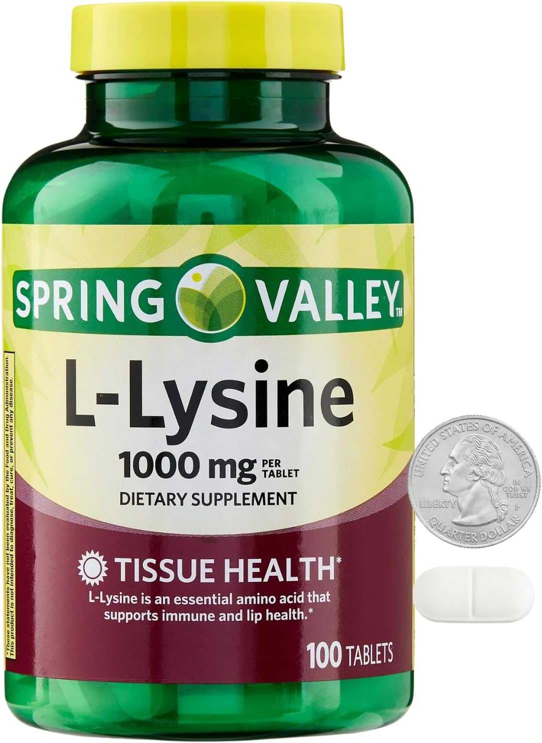 1000mg L-Lysine Tablets for Immune Support - 100 Count Bottle - Essential Amino Acid Supplement