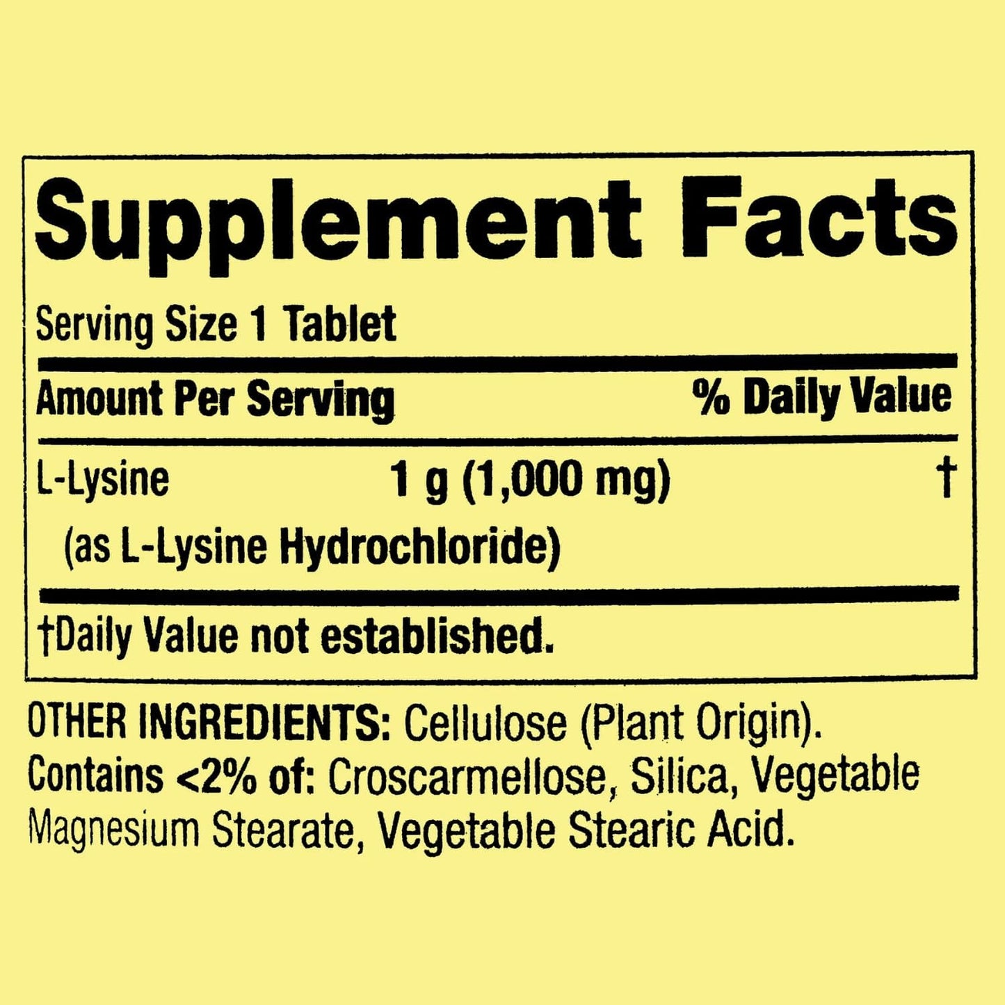 1000mg L-Lysine Tablets for Immune Support - 100 Count Bottle - Essential Amino Acid Supplement
