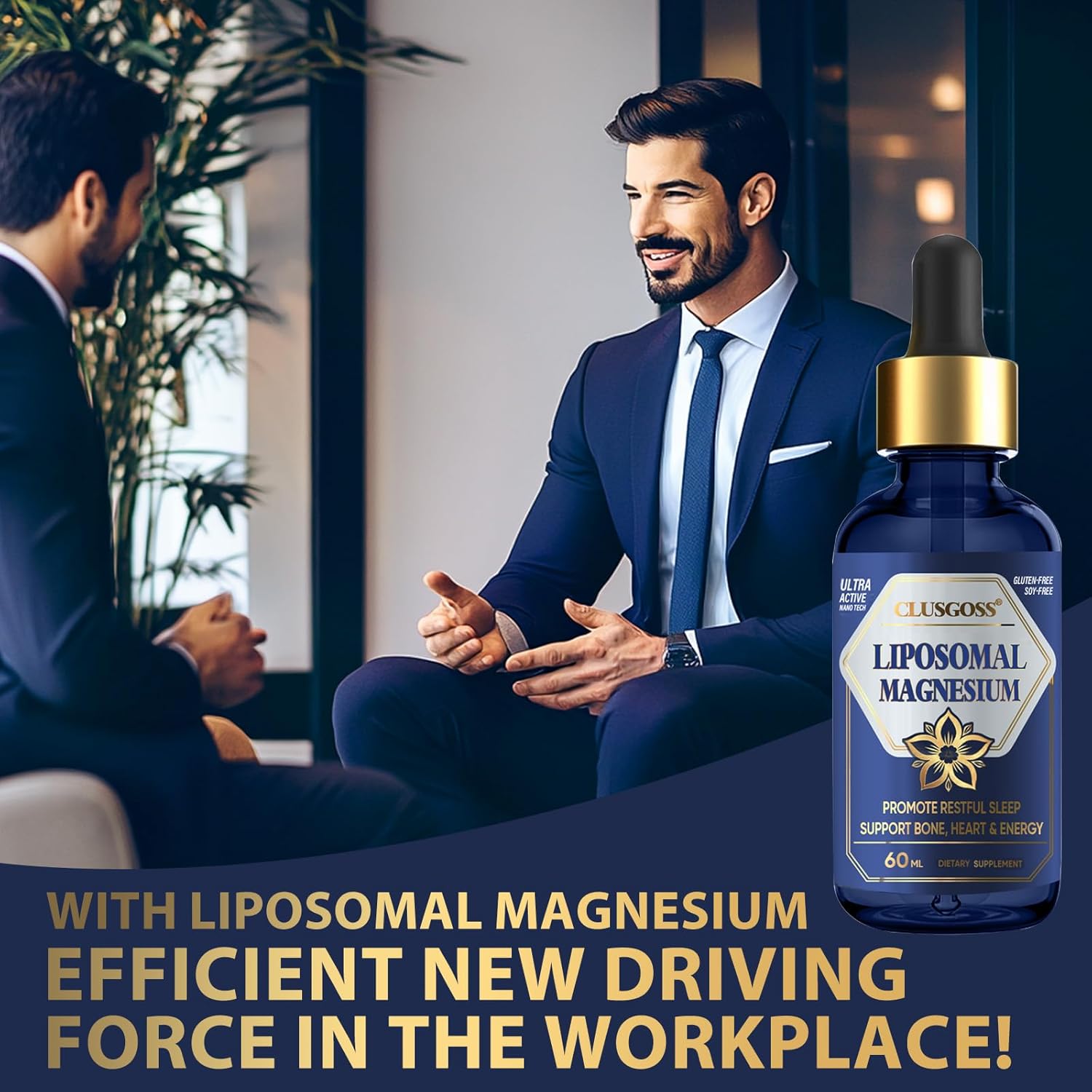 1000mg Liposomal Magnesium Drops for Calm & Sleep - Liquid Magnesium Glycinate Supplement for Bone, Heart, Energy, Muscle Support - Sugar-Free
