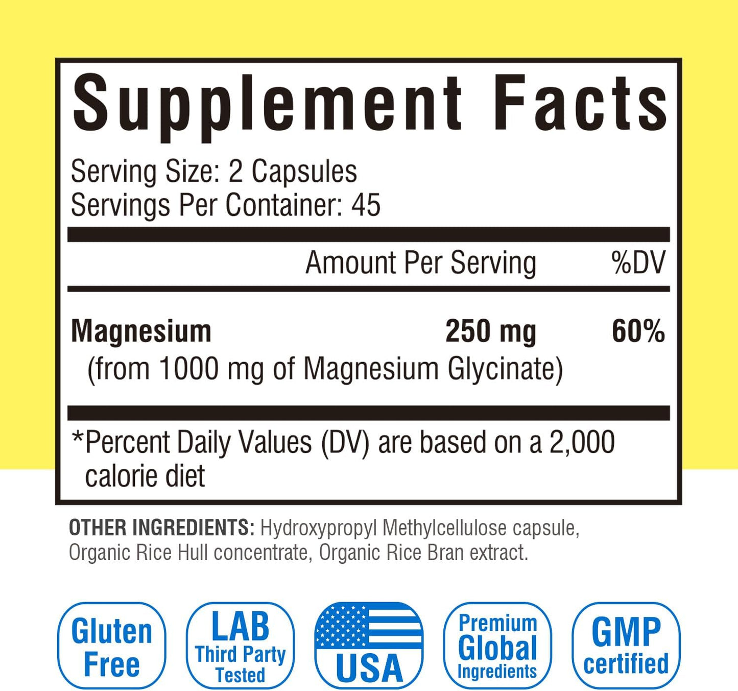 1000mg Magnesium Glycinate Supplement for Maximum Absorption - 90 Veggie Capsules, Non-GMO & Gluten Free